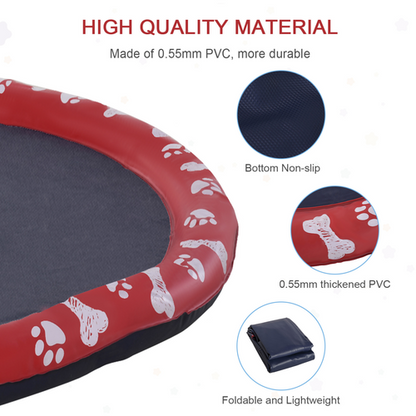 Splash Pad Sprinkler for Pets Dog Bath Pool Non-Slip Outdoor Red - 170cm