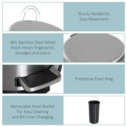 30L Pedal Bin - Black & Silver