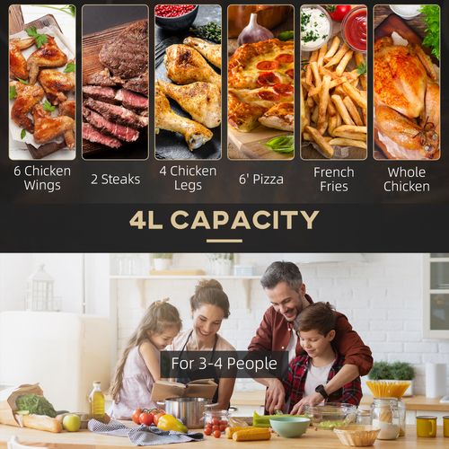 4L Air Fryer 1300W with Rapid Air Circulation Timer and Nonstick Basket