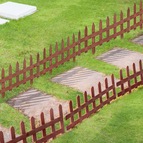 Wooden Plant Border Fence Garden Fixed Picket Brown - Pack of 12