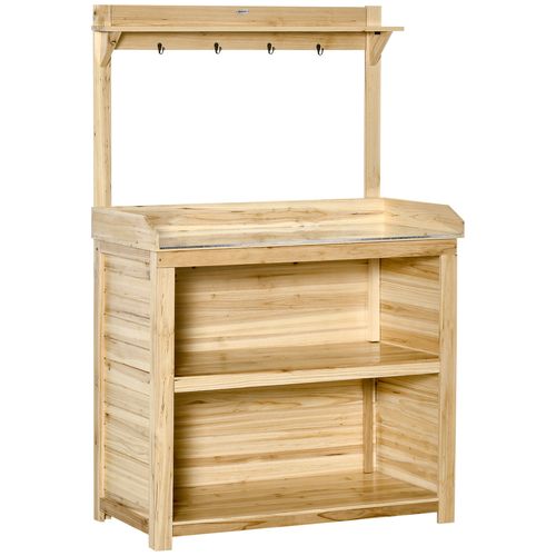 Garden Potting Bench Table Workstation with Galvanized Tabletop