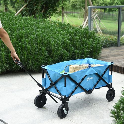 Pull Along Cart Folding Cargo Wagon Trailer Trolley For Beach Garden with Handle