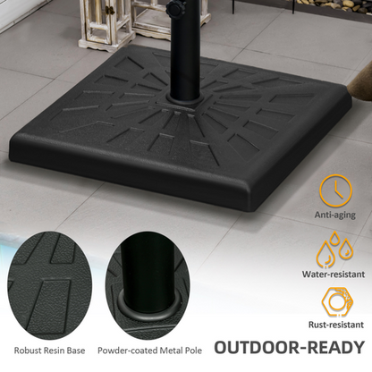 Square Resin Garden Parasol Base for Poles of 32mm, 38mm, 48mm - 19kg