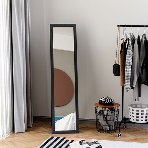 Full Length Mirror, Floor Standing or Wall-Mounted Long Mirror in Black