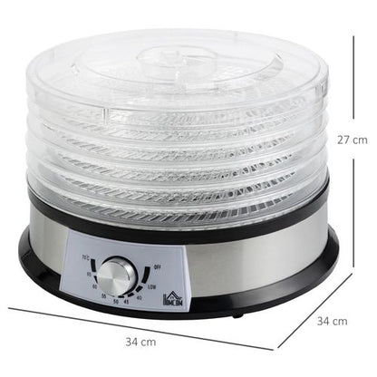 5-Tier 250W Stainless Steel Food Dehydrator - Silver