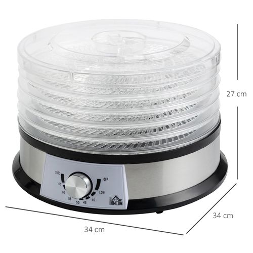 5-Tier 250W Stainless Steel Food Dehydrator - Silver