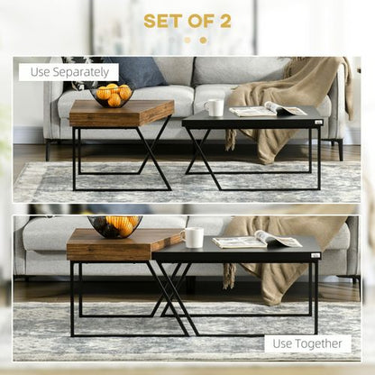 Coffee Table with Steel Frame - Set of 2