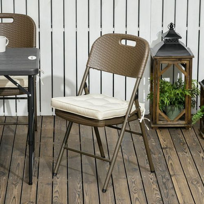 Garden Seat Cushion with Ties Replacement Dining Chair Seat Pad in Cream
