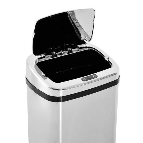 50L Motion Sensor ABS Rubbish Bin Silver/Black