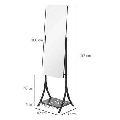 Freestanding Full Length Mirror Adjustable Full Body Mirror with Shelf