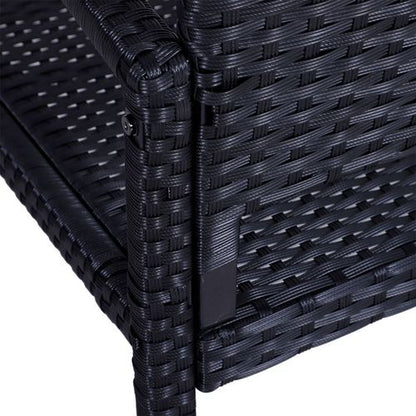 Patio Rattan 2 Seater Garden Bench Love Seater in Black