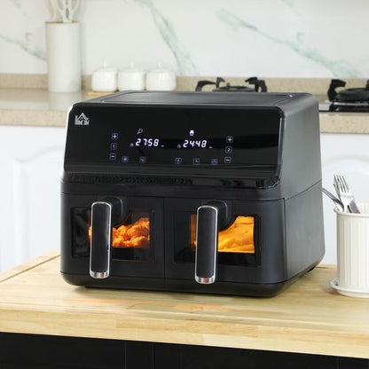8L Dual Air Fryer Family Size with 2 Basket 8 Presets Cookbook Timer 2500W