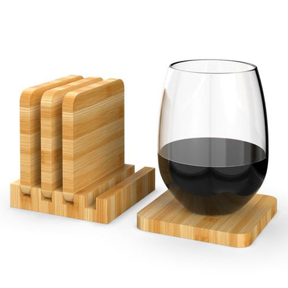 4 Bamboo Coasters & Stand