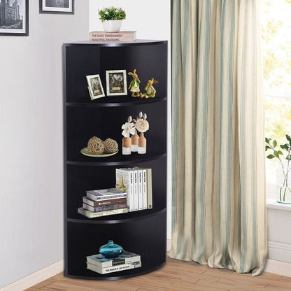 4 Tier Wood Corner Shelf Unit in Black