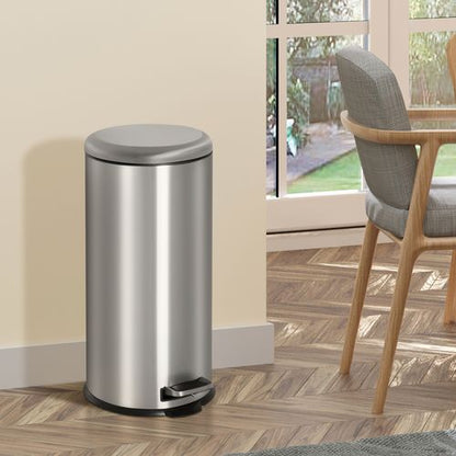 30L Pedal Bin - Black & Silver