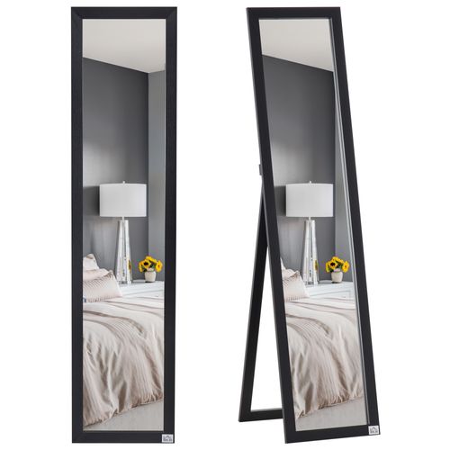 Full Length Mirror, Floor Standing or Wall-Mounted Long Mirror in Black