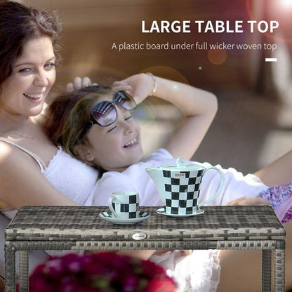 Outdoor Coffee Table Full Woven Table Top in Grey