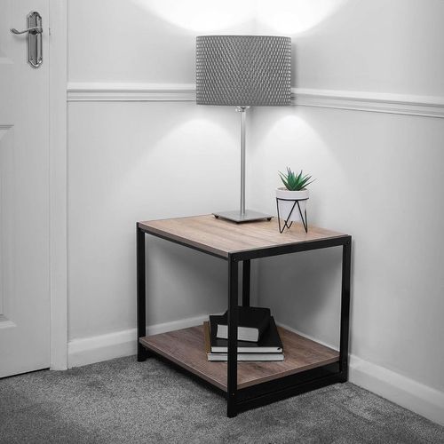Rustic Coffee Table with Black Steel Frame