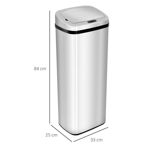 50L Motion Sensor ABS Rubbish Bin Silver/Black