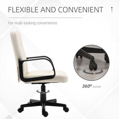 PU Leather Office Chair Swivel in Cream & Black