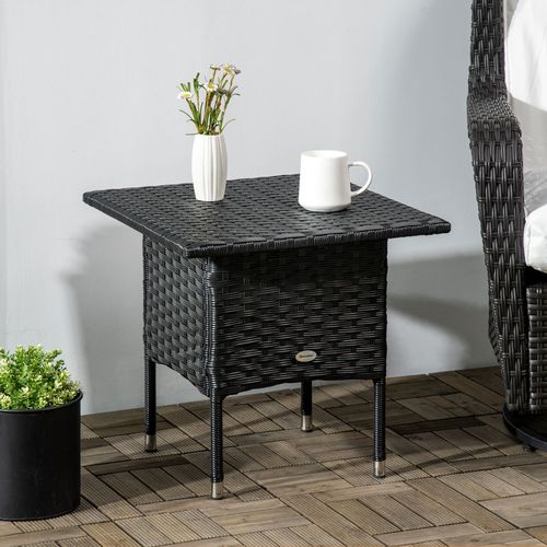 Rattan Outdoor Coffee Table in Black