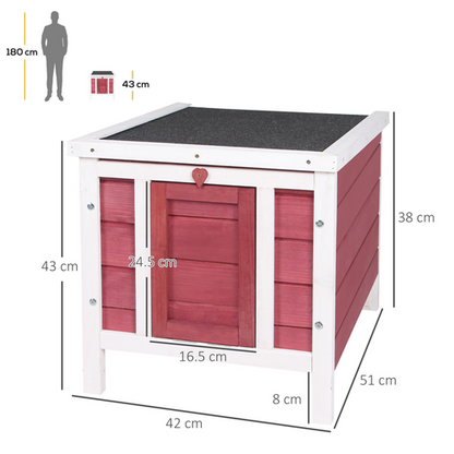 Wooden Rabbit Hutch Bunny Cage Guinea Pig House Pet Habitat Ferret - Red