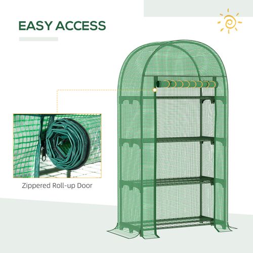 Mini Greenhouse with Storage Shelf in Green