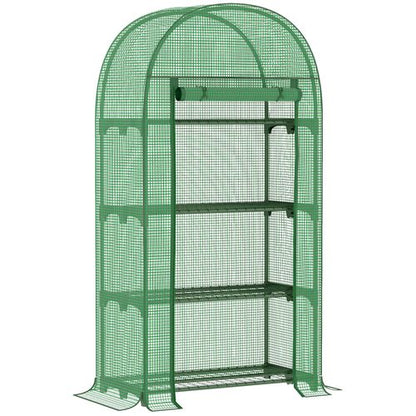 Mini Greenhouse with Storage Shelf in Green