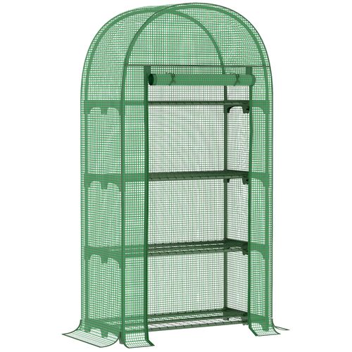 Mini Greenhouse with Storage Shelf in Green