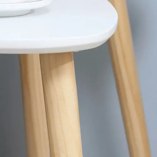 Side Table Nested Coffee Table with Solid Wood Legs in White - Set of 2