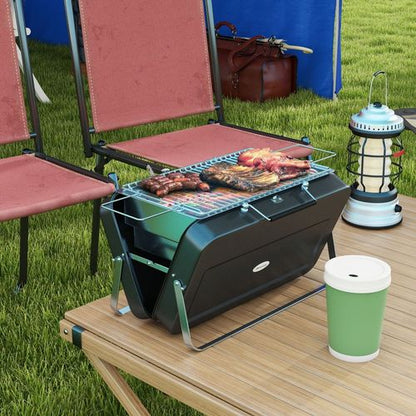 Portable BBQ Grill with Suitcase Design in Black