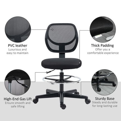 Draughtsman Office Chair with Adjustable Footrest in Black