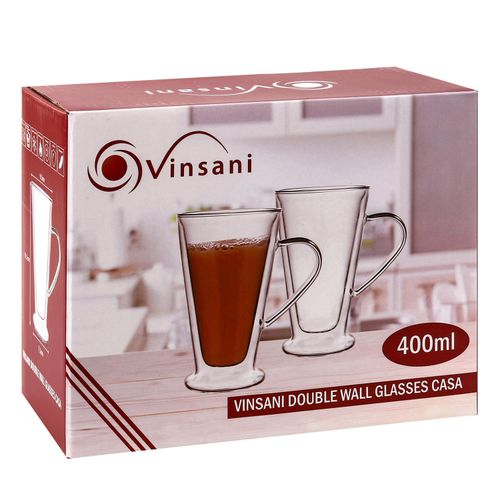 Double Wall Latte Glasses Casa 400ml - Set of 2
