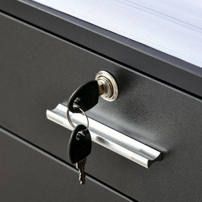Mobile File Cabinet Lockable Documents Storage with 5 Wheels in Black