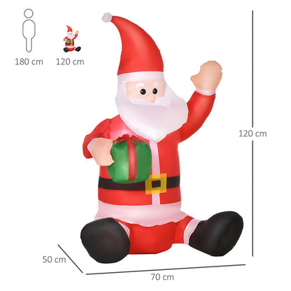 4ft Inflatable Christmas Santa Claus Gift with LED Xmas  Holiday Outdoor Christmas Decoration