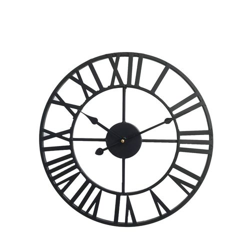 40cm Roman Metal Clock in Black