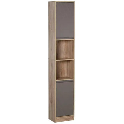 Freestanding Storage Cabinet Slimline Unit with 2 Cupboards 2 Compartments