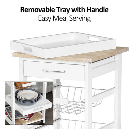 MDF Wood 5Tier Kitchen Storage Trolley White
