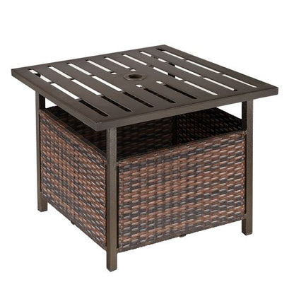 Outdoor Rattan Coffee Table with Umbrella Hole