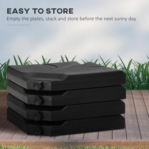 Banana Parasol Base Stand Water or Sand Filled Weights In Black - Set of 4