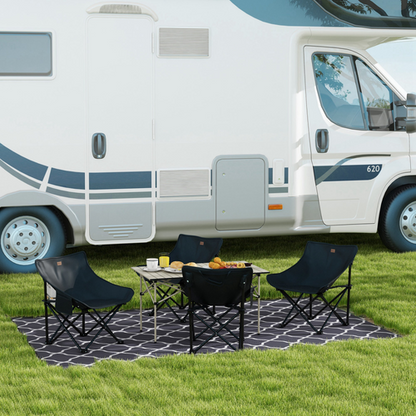 Folding Camping Chair with Carrying Bag and Storage Pocket in Black