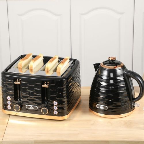 Kettle and Toaster Set 1.7L Rapid Boil Kettle & 4 Slice Toaster Black
