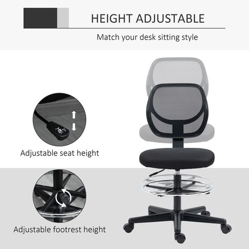 Draughtsman Office Chair with Adjustable Footrest in Black