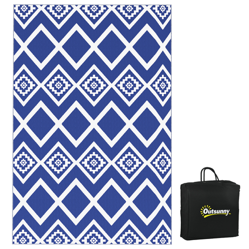 Reversible Waterproof Outdoor Rug with Carry Bag (182cm x 274cm) in Blue