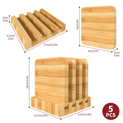 4 Bamboo Coasters & Stand