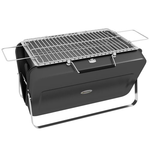 Portable BBQ Grill with Suitcase Design in Black