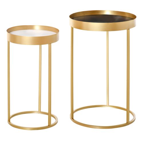 Nesting Coffee Tables Modern Gold End Tables - Set of 2