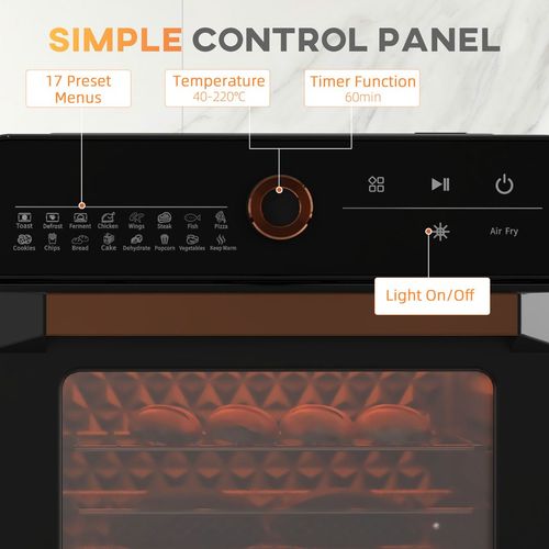 Air Fryer Oven 20L Countertop Mini Oven with 17 Pre-sets 1400W in Black