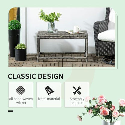 Outdoor Coffee Table Full Woven Table Top in Grey