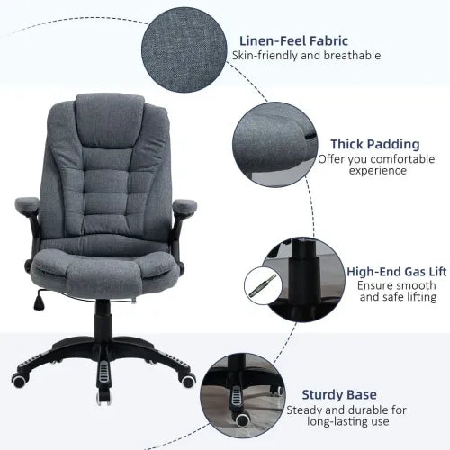 High-Backed Computer Desk Chair with Arms Swivel Wheels in Dark Grey